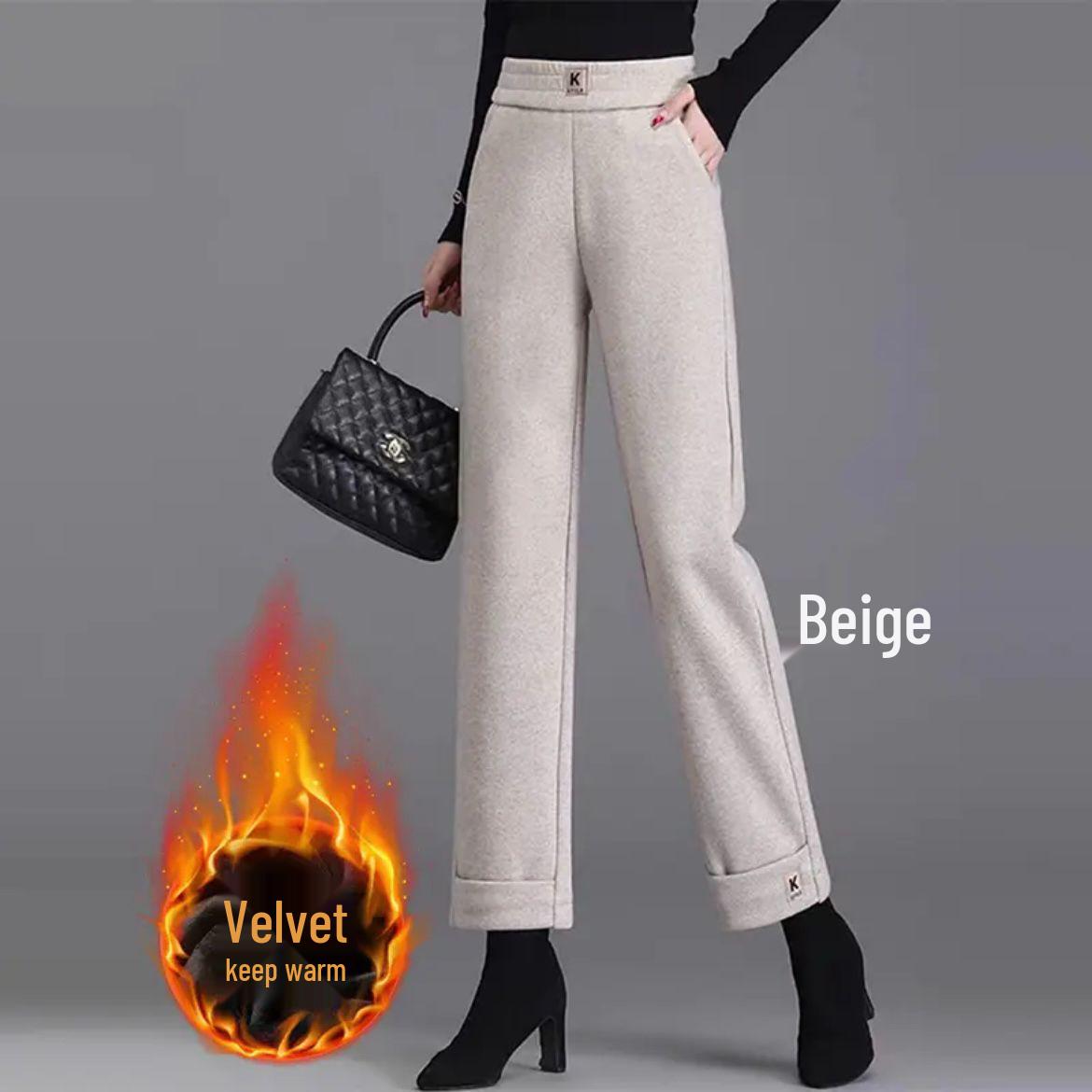 

Женские вельветовые шерстяные кюлоты широкого кроя: Универсальные брюки-девятиточки для мам, готовые к зиме L