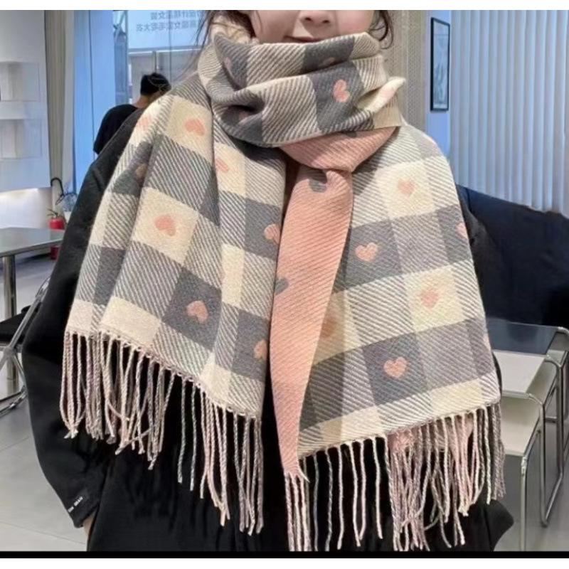 Solid Color Thickened Large Scarf Women's Autumn and Winter New Korean Version Winter Student Versatile Shawl Scarf White