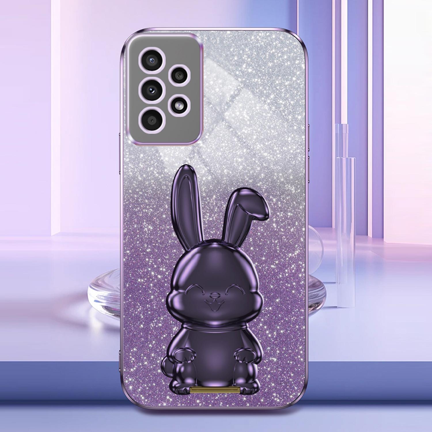 

For Samsung Galaxy A13 4G/5G Anti-Scratch Phone Cover Electroplating PC+TPU Phone Case with Kickstand Purple