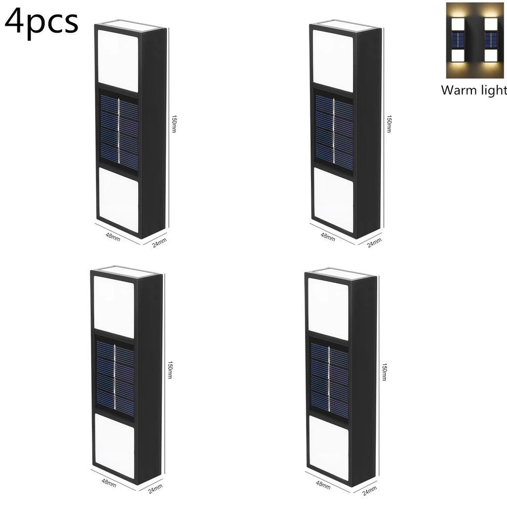 4pcs Solar Wall Lamp Outdoor Waterproof Solar Powered Light UP and Down Illuminate Home Garden Porch Yard Garage Decoration