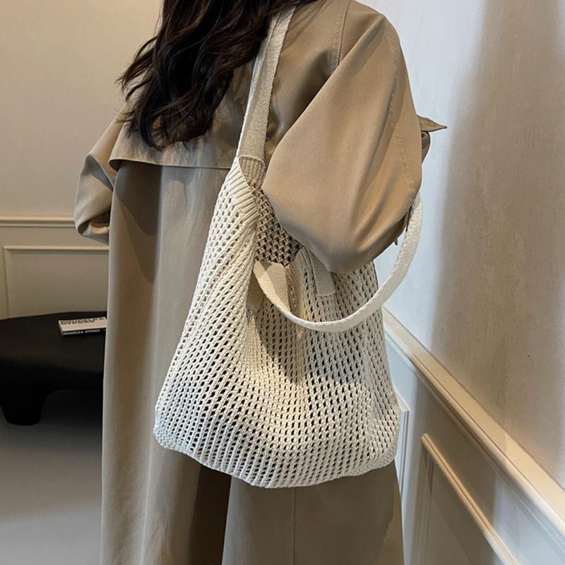 Women Shoulder Bags Large Capacity Crochet Tote Bag Fashion New Knitting Handbags Female Hollow Woven Shopping Bag