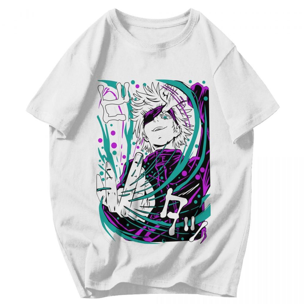 Men T Shirt Anime Jujutsu Kaisen Satoru Gojo Vintage Vintage Summer Y2K Graphic Quality Unisex Tops T Shirts