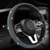 High Fashion Crystal Car Steering Wheel Cover 38cm Breathable Anti Slip PU Rhinestone Car Decoration Diamond Auto Parts