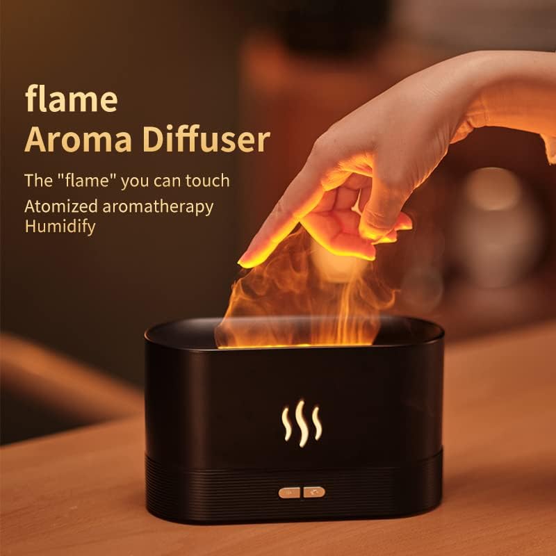 Aroma Diffuser Air Humidifier Ultrasonic Cold Mist Atomizer Led Essential Oil Simulation Seven Color Flame Lamp Diffuser Bedroom