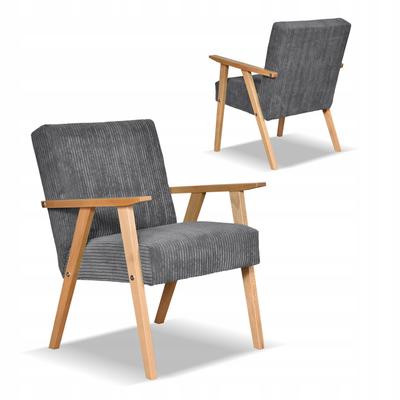 Armchair In PRL Retro Vintage Style SOLER Family Furniture Graphite Corduroy Anafi