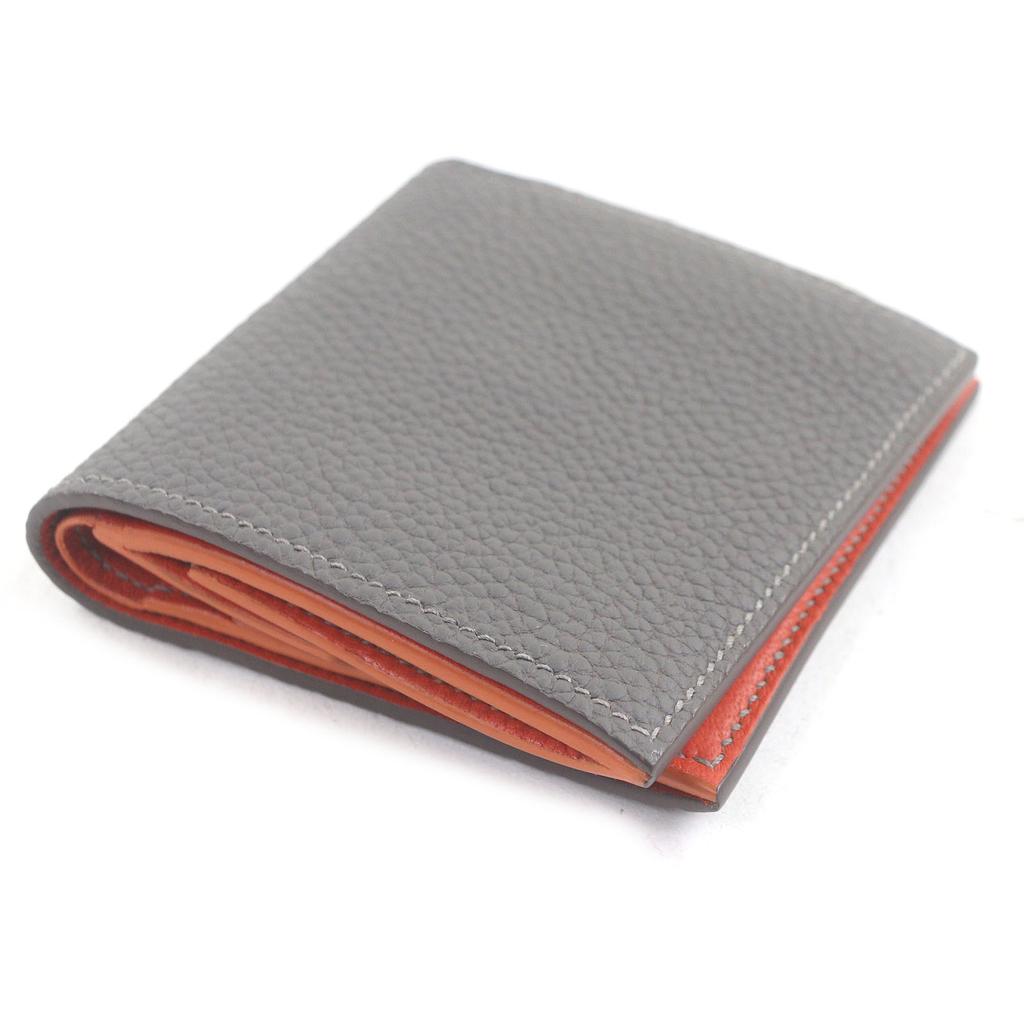 Excellent MAISON TAKUYA Bifold Wallet Compact wallet Charcoal Orange Used