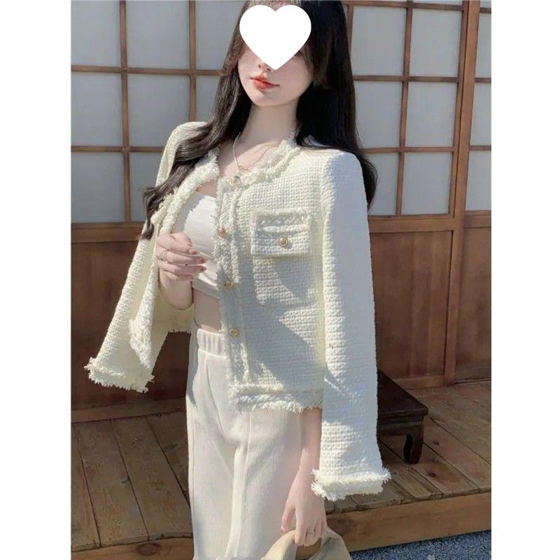 Manteau Court en Tweed Chic Socialite 2025: Veste d'automne/hiver pour femme, style coréen polyvalent