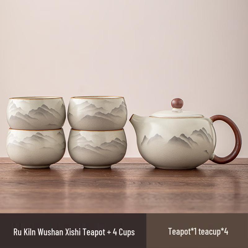 Ink Mountain Ceramic Tea Set