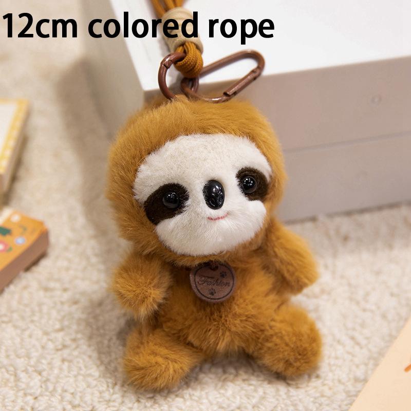 Animal Plush Pendants Cartoon Panda Sloth Pig Dinosaur Toys Cute Keychains Bag Decorations Car Interior Decorations