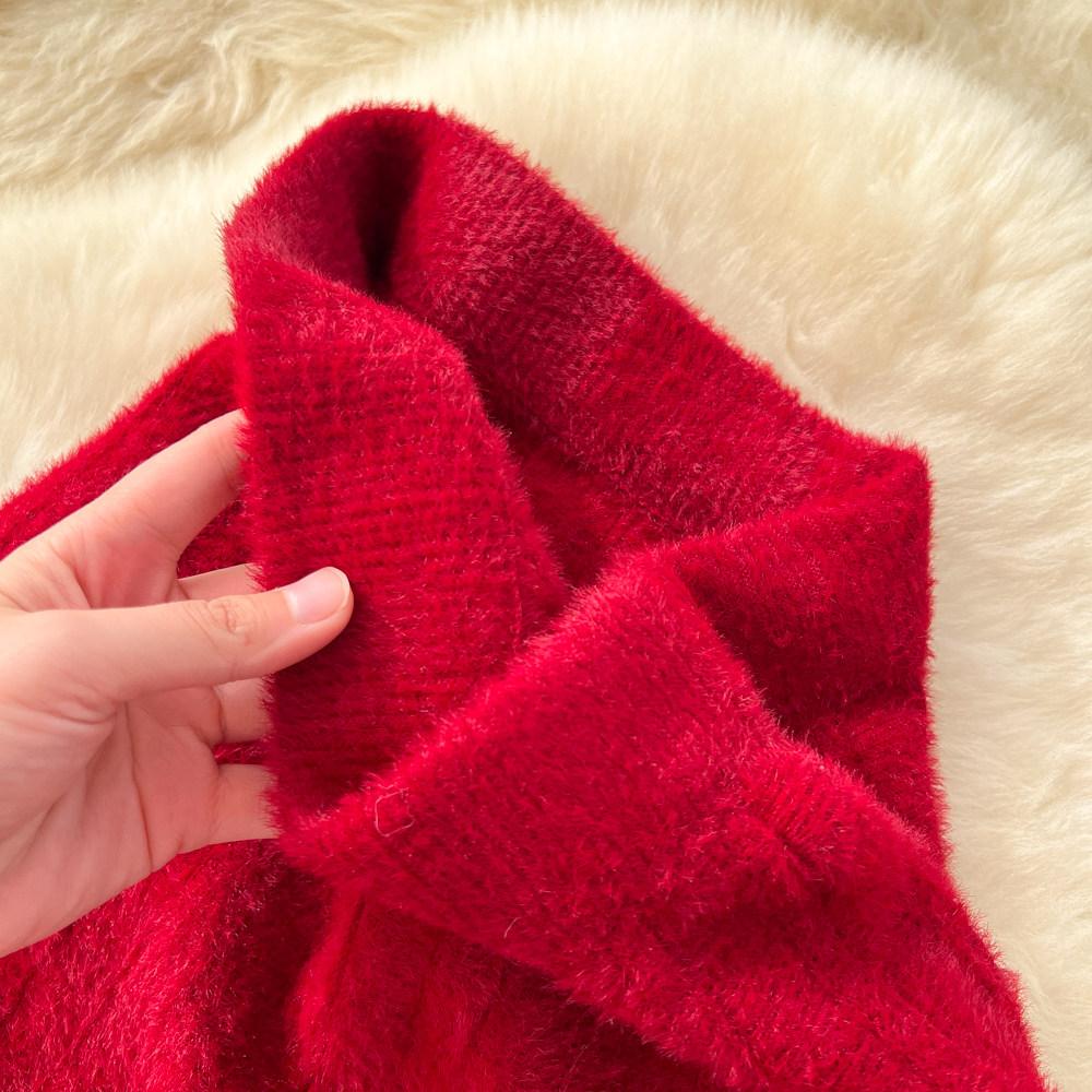 Autumn Winter Women French Elegant Knitted Long Midi Slim Bodycon Fishtail Skirt