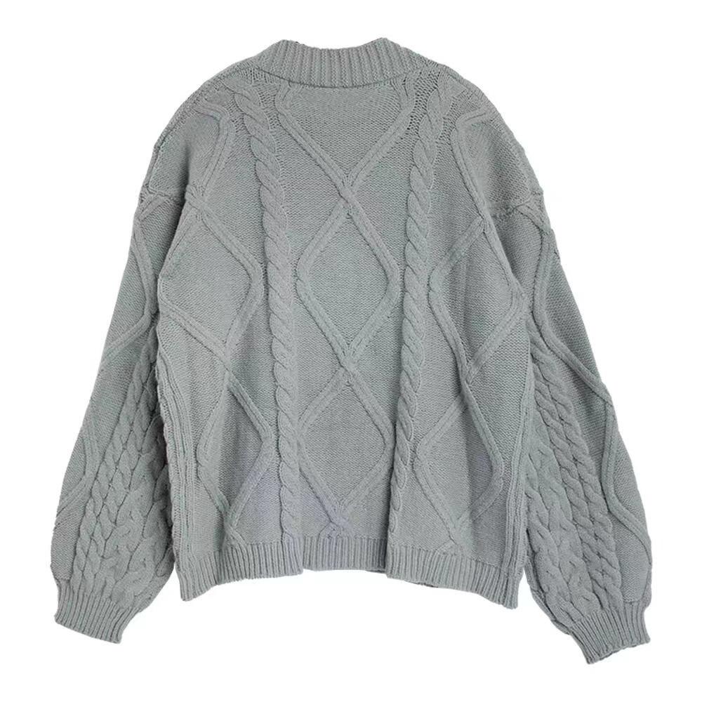 Folklore Meimei Grape Gray Cable Knit Cardigan