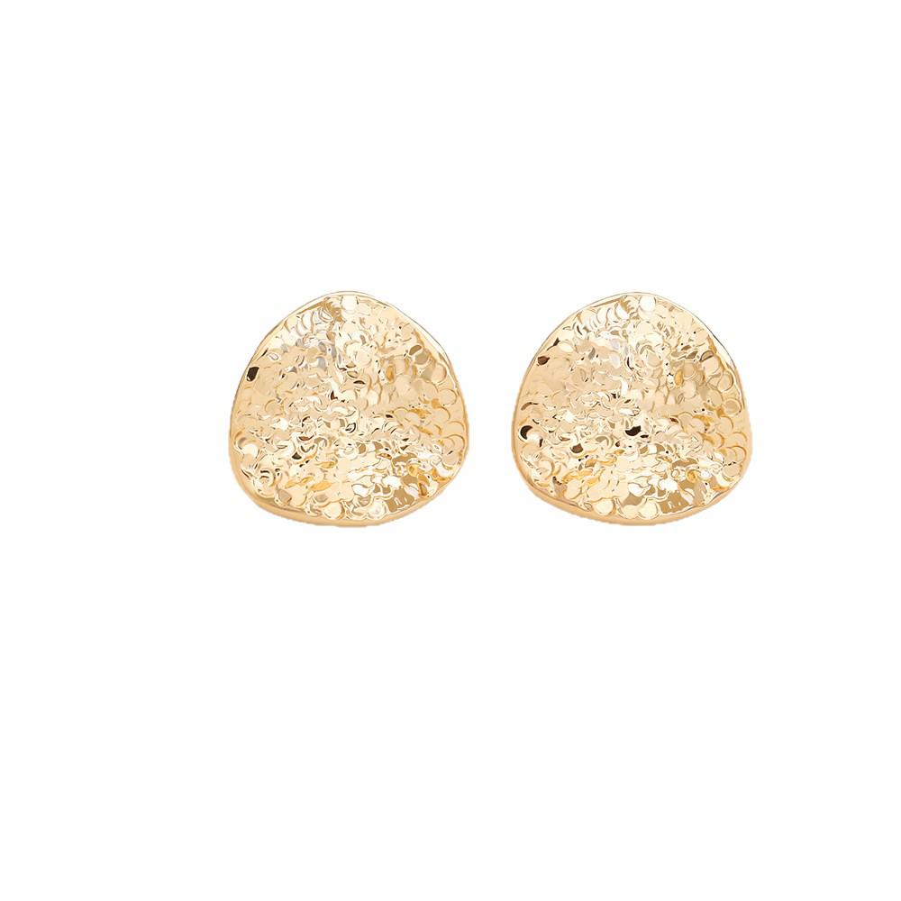 Trendy European & American Style Gold Plated Sequin Stud Earrings - Elegant High-End Fashion Jewelry for Women