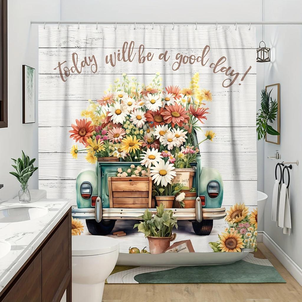 Elegant Watercolor Floral Design Waterproof Shower Curtain – Perfect for Adding a Vibrant and Artistic Touch to YourBathroom
