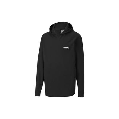 Puma Unifarben Lässiger Kapuzenpullover mit Kordelzug Unisex-Hoodies Schwarz 582678-01