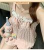 2026 Summer Woven Cloud Cotton Pajama Set with Chest Pads - Women’s Sweet Princess Cami Home Wear