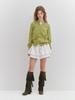 Minderly Flower Shirring Layered Skirt - White