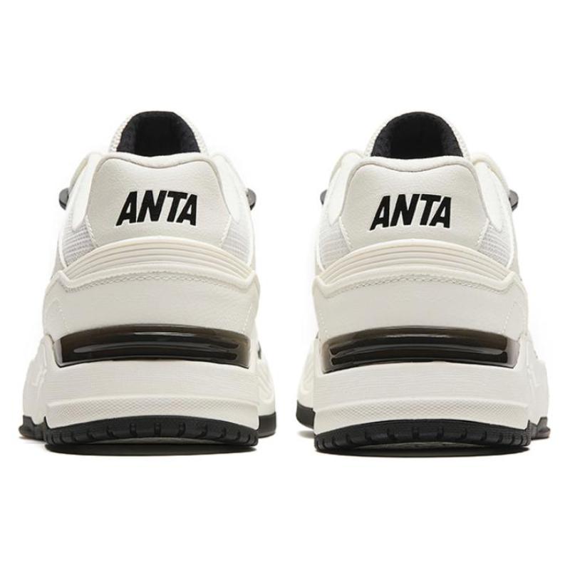 Anta Anti-Slip Wear-Resistant Breathable Height Increasing Low-Top Skateboard Shoes Men's White Black Sneakers 912428002-1