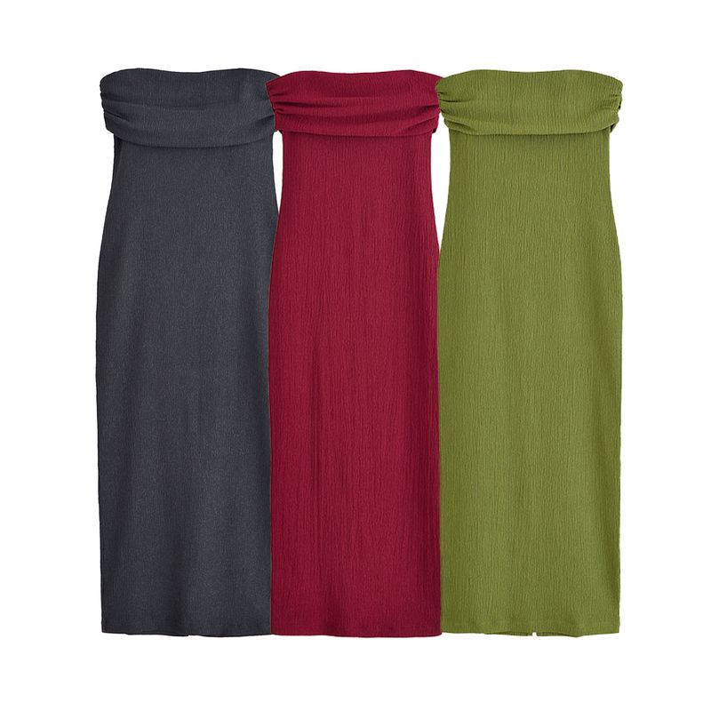 Kaslead New Women Clothes Western Style Fashion Slim Fit Wrap-around off-Shoulder Midi Dress 9144303