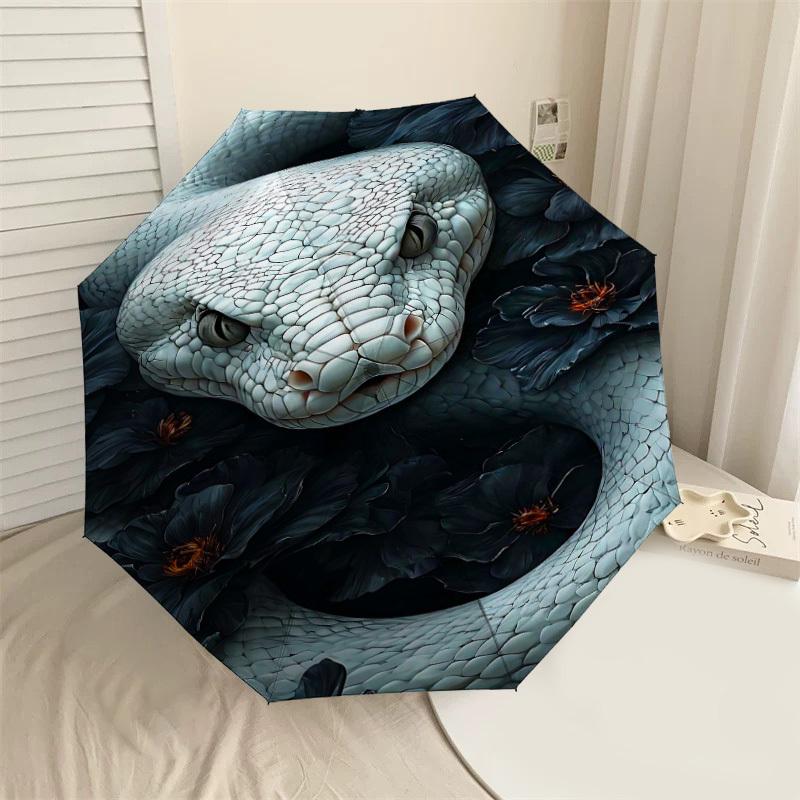 

1PC Snake Flowers Umbrella-8-Rib Reinforced Portable Folding Travel Suitable for All Seasons Outdoor Daily Use-J373