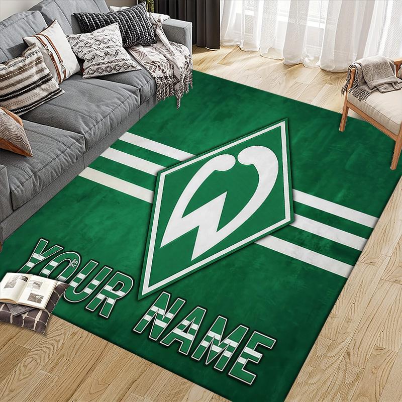 Custom Name SV Werder Bremen Flannel Pattern Square Carpet,Area Rug,Carpet Rug for Living Room Bedroom Sofa Playroom Decor,Non-slip Floor Mat
