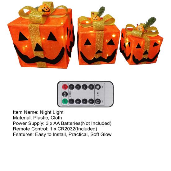 Night Light Lighted Halloween Pumpkin Decoration with Remote Control Battery Operated Lantern Halloween Outdoor Yard Decor