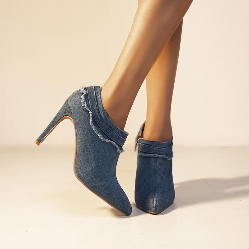 Fashion Hot Selling Women High Heels Shoes 2025 French Style Summer Vintage Pumps Pointed Toe Zipper Autumn Spring Shoes Fashion Pumps