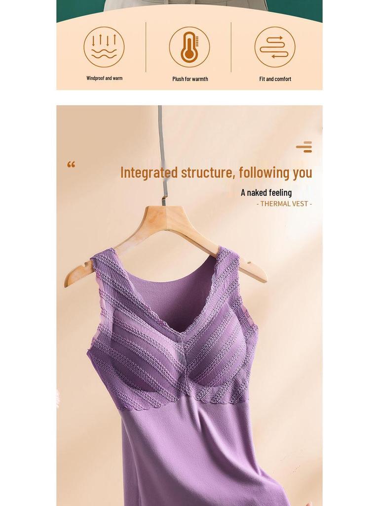 Women's Seamless Fleece-Lined Vest with Chest Pads - Warm & Cold-Proof Underwear