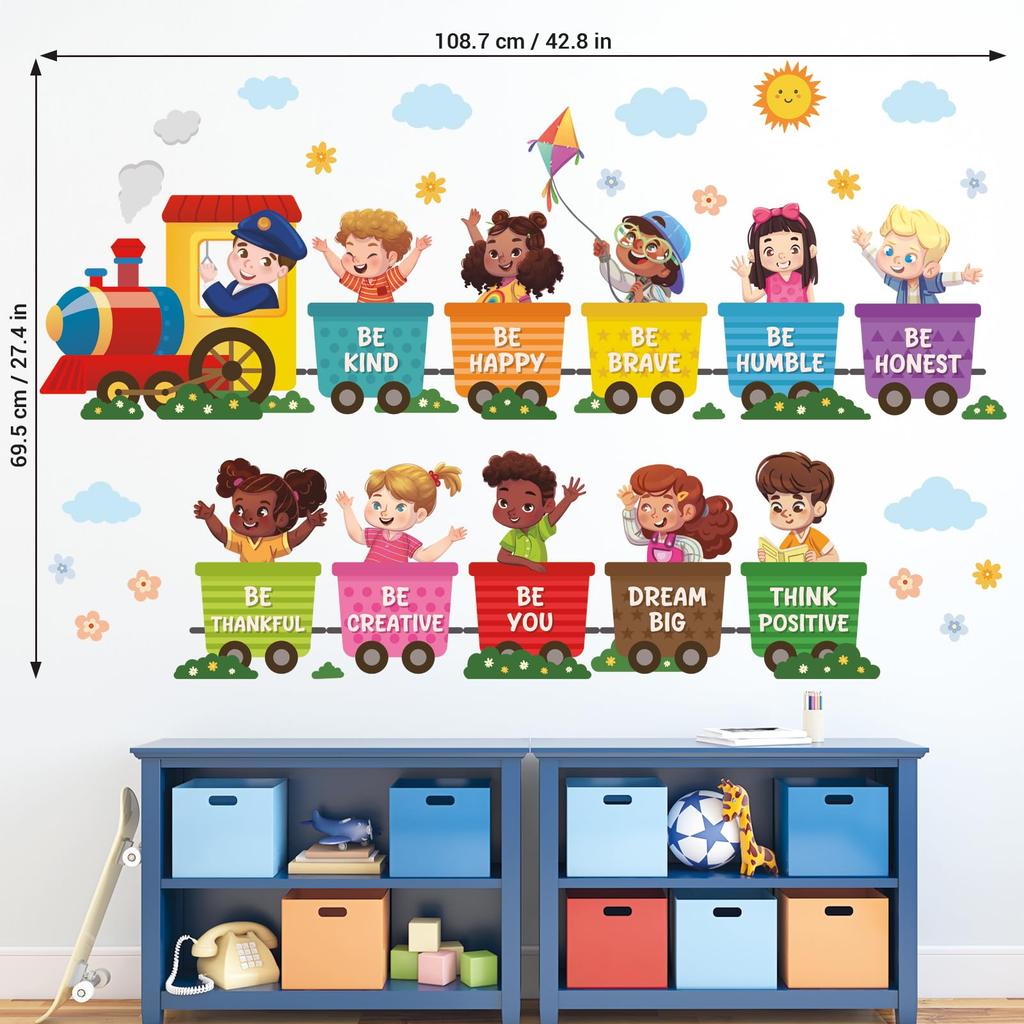 DECOWALL Quote Train Wall Sticker for and Baby Peel and Stick Interior Decor Boys' Nursery, Kindergarten, Rooms, (SG2-2512)