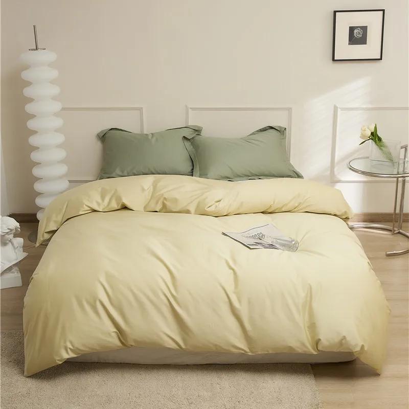 Nordic 100% Cotton Solid Color Duvet Cover or Sheet or Flat Bed Cover Simple Bedding Set Pillowcase Bedclothes Bedding