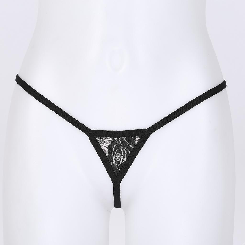 Women See-through Lace Micro Thongs G-string Low Waist Elastic Waistband T-back Lingerie Underwear