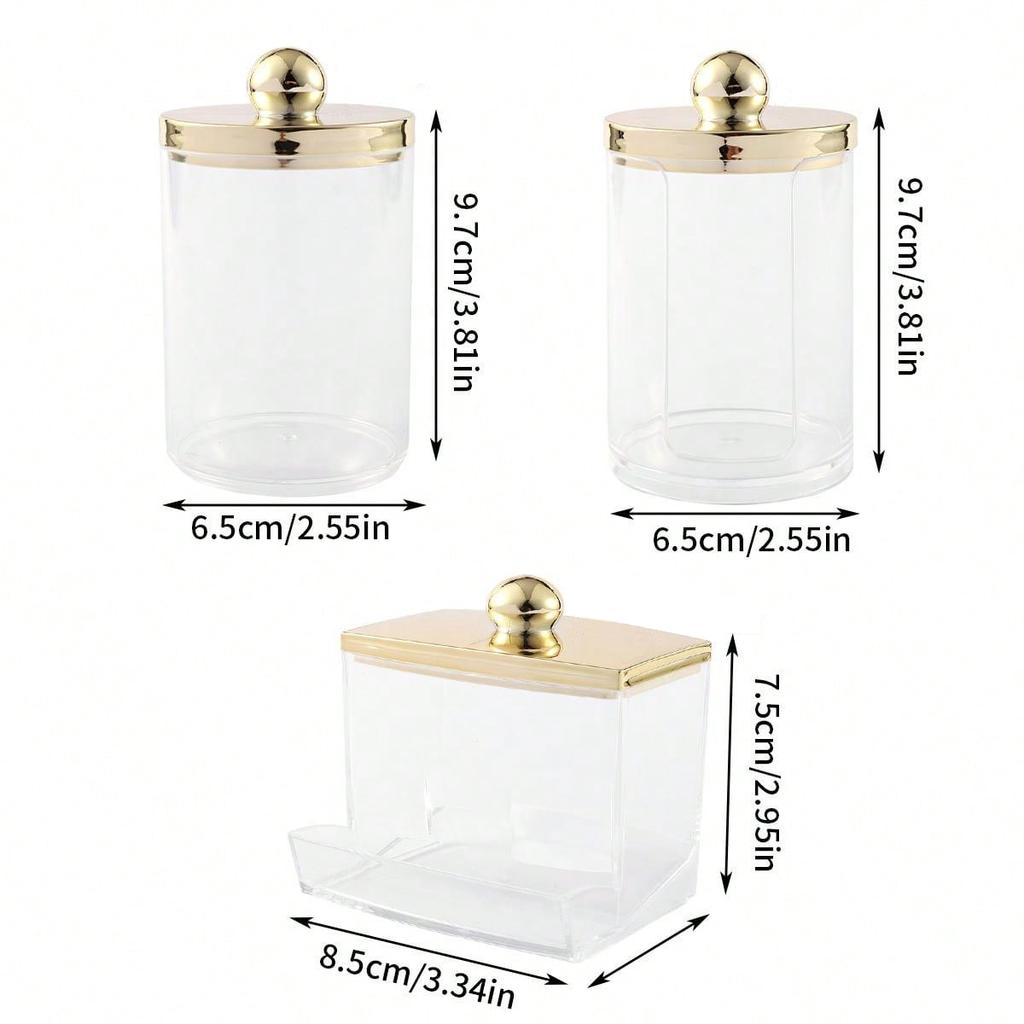 2/3/4er Pack Wattestäbchenhalter Badezimmerbehälter, 10/7oz Wattebällchen Wattestäbchen Pads Spender, Apothekerglas Organizer Aufbewahrungsbox