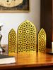 3Pcs/Set Islamic Geometric Arch Decor Golden & Floral Acrylic Table Ornaments Wooden Festive Home Decor for Ramadan & Eid Gifts