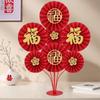 Chinese New Year Paper Fan Decor Chinese Wedding Red Paper Fan Hanging Ornament Crafts  Home Spring Festival Wedding Party Decor