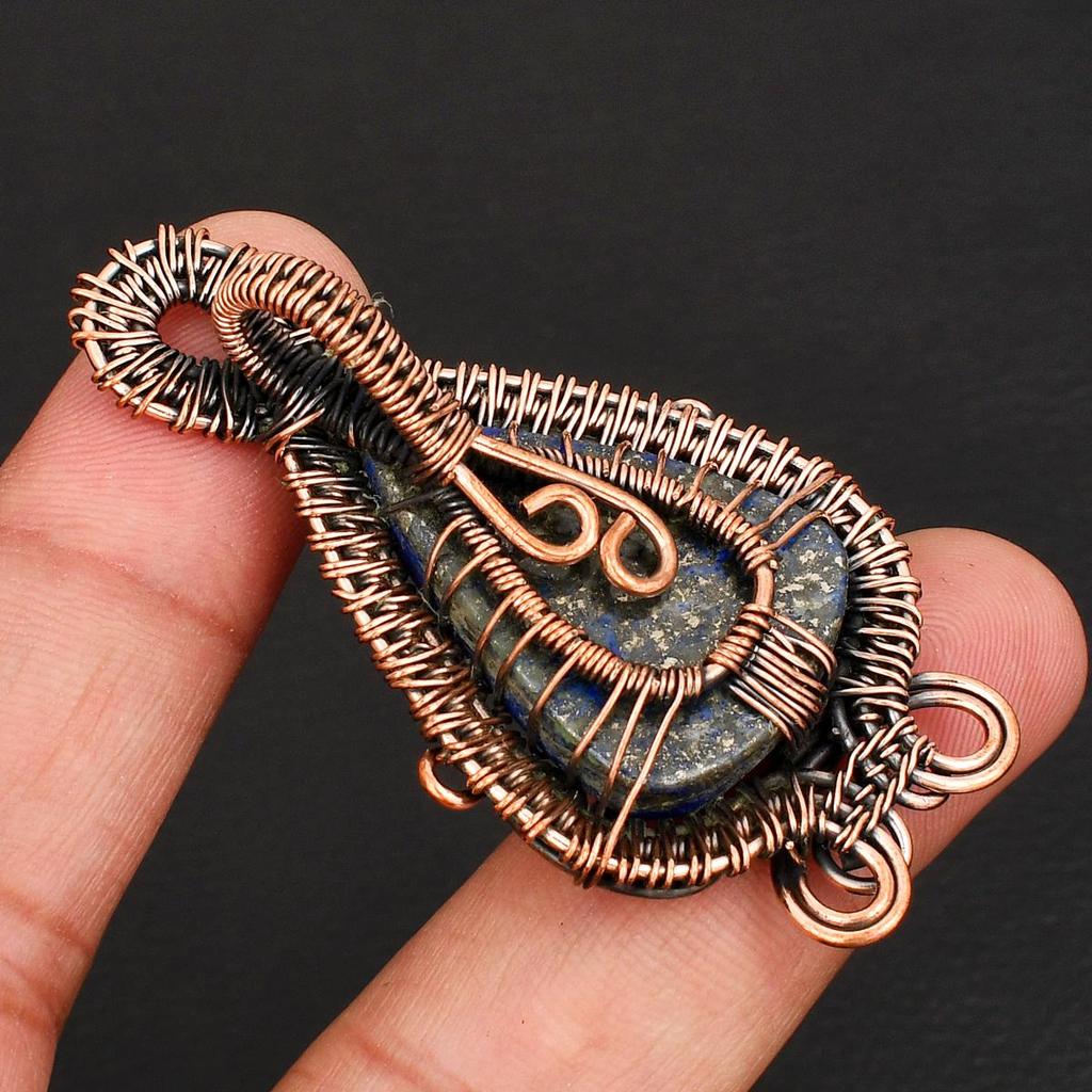 Handmade Tree of Life Copper Wire Wrapped Pendant Lapis Lazuli Gemstone Copper Jewelry Unique Boho Pendant Gift for Her