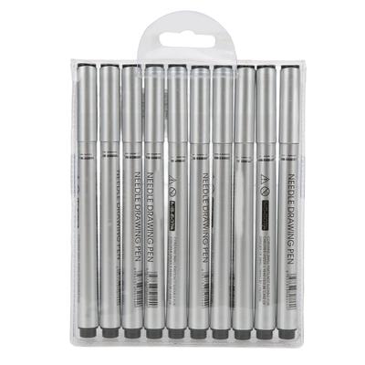 10Pcs Drawing Pens Black Multi Sizes Waterproof Odorless No Fading Convenient Durable Fineliner Pens