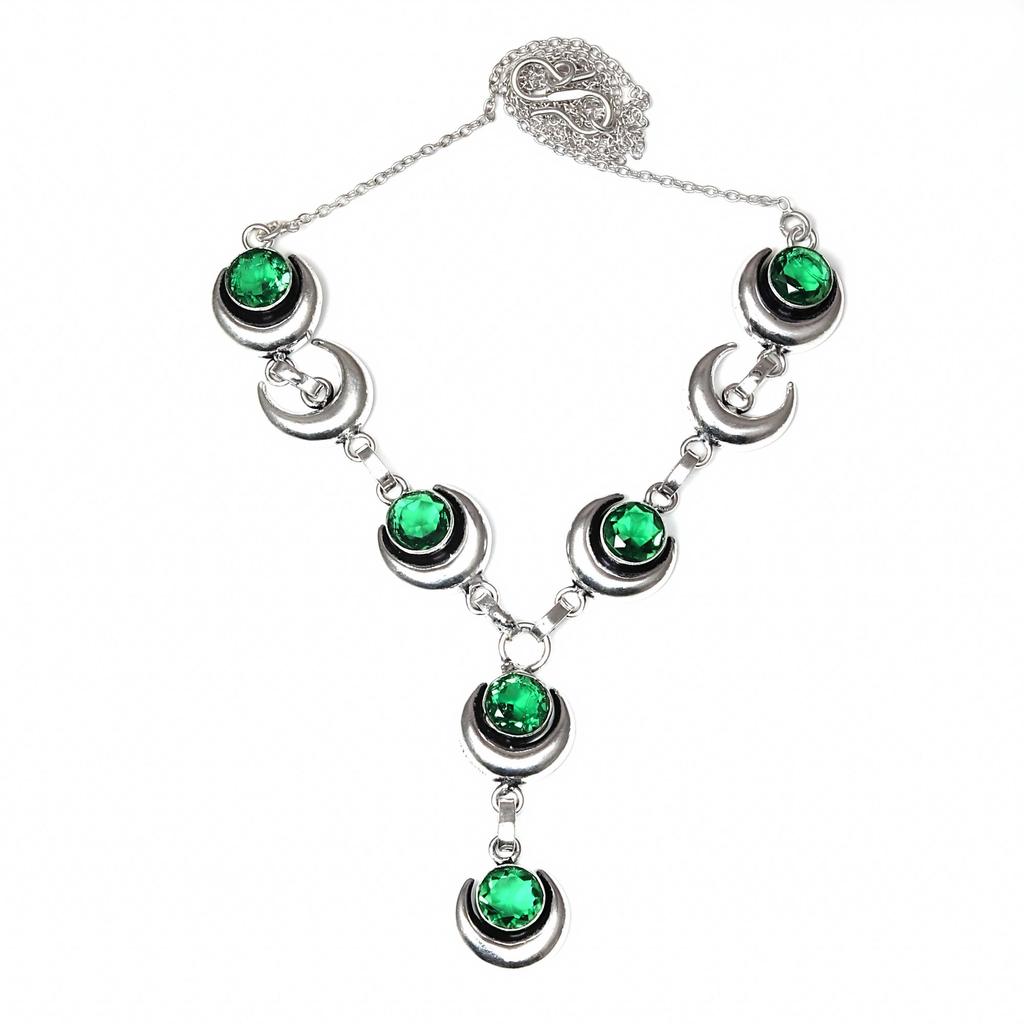 Emerald Quartz Gemstone Handmade Ethnic Jewelry Necklace Set 18-20''