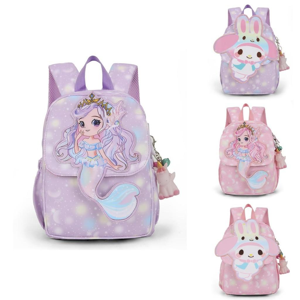 Cute Lightweight Rabbit And Mermaid Cartoon Preschool Backpack For Kids 3 To 6