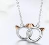 [Feel] Double Cat Ear Necklace] Silver S925 Women's Cute Cat Pendant Gift (Cat)