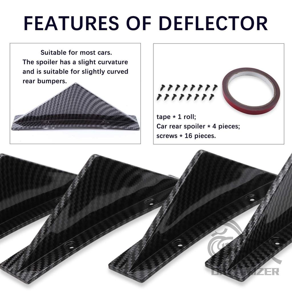 Car Curved Rear Bumper Diffuser Shark Fins Spoiler Lip Splitter Universal Protector Guard  For Ford Mustang GT