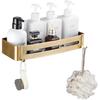 Bathroom Organizer Shelf Shower Caddy Shampoo Holder with Removable Hooks Rustproof Antique Brass Color