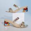 Brand Design Colorful Crystal Decoration Slides Women Summer Sexy Transparent Pvc High Heel Sandals Luxury Party Dress Shoes