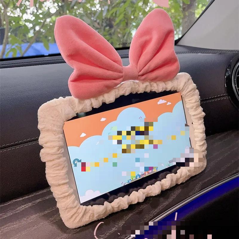 Terciopelo Rojo Retro Lazo Cubierta Espejo Coche Universal Elástica Suave Felpa Auto Interior Espejo Retrovisor Funda Decoración Accesorios Mujeres