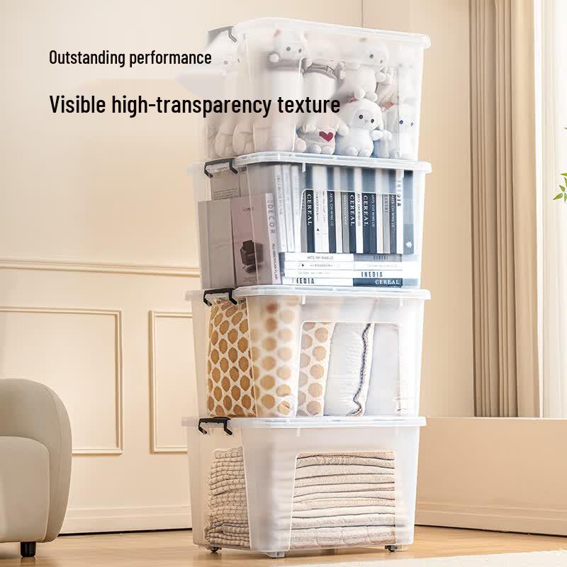 JD Zao Clear Plastic Storage Box with Wheels