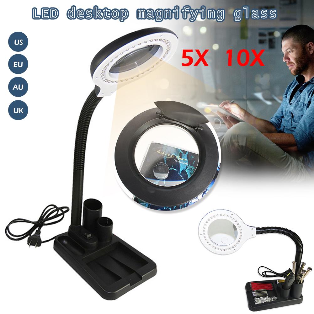EU USUKAU Plug 220V Crafts Glass Lens LED Desk Magnifier EU USUKAU Plug 220V Crafts Glass Lens LED Desk Magnifier