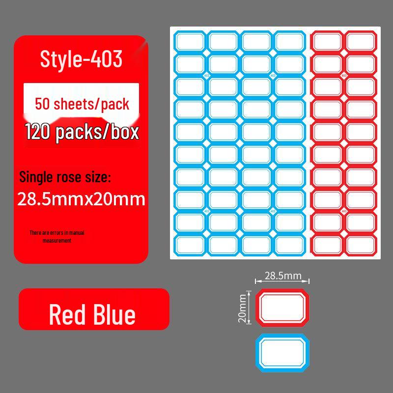 Red and Blue Self-Adhesive Label Stickers for Office & Supermarket Shelves Blue: 50 pages