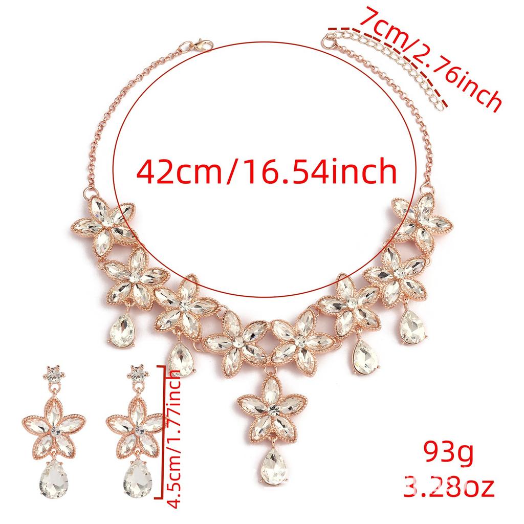 Vintage Bridal Jewelry Set for Women Necklace Earrings Party Prom Wedding Accessories
