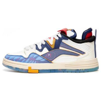 Li Ning Wave Pro Year Beast Slip Resistant Cushioning Abrasion Resistant Low Top Skateboard Shoes Men's Blue White AECT023-1
