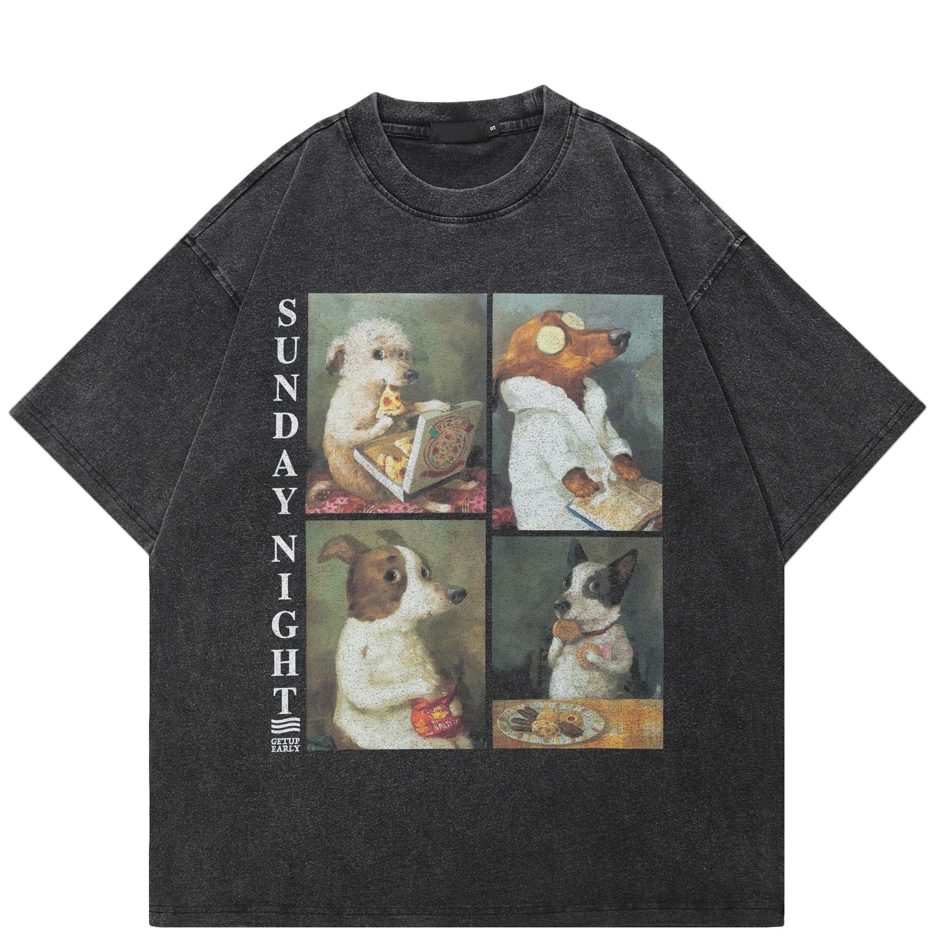 

Футболка с принтом «Веселые собаки» в уличном стиле, хлопковая футболка, унисекс, топы, футболки, летние футболки с короткими рукавами M промывают черный