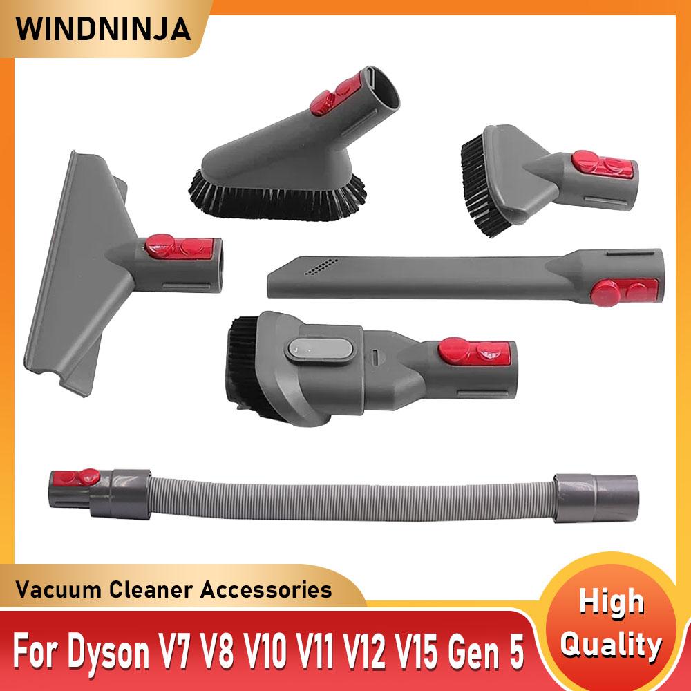Vacuum Cleaner Flat Suction Nozzle Head For Dyson V7 V8 V10 V11 V12 V15 Mattress Brush Head Round Brush Soft Brush Parts