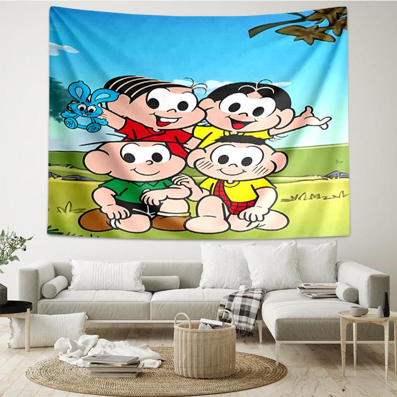 Turma-da-Mônica Print Tapestry, Backdrop, Easy Setup, Ideal for Bedroom, Office & Living Room, with Aesthetic Wall Hanging Decor.